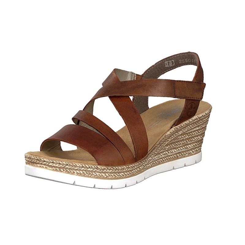 Sandalias Cunha Rieker 61937-24 Para Mulher - Marrom